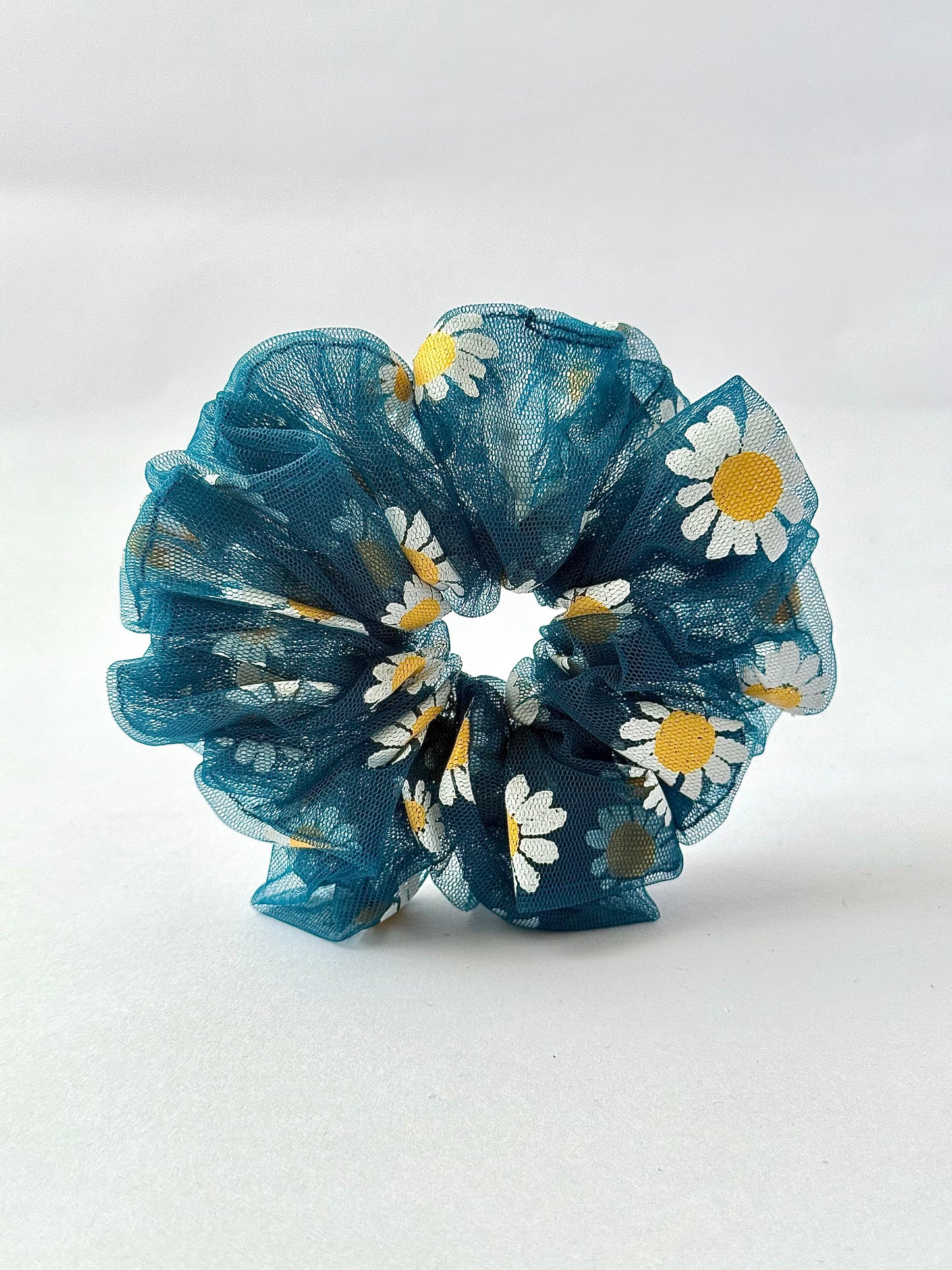 Floral Net Scrunchies – Blue | Lightweight Hair Ties