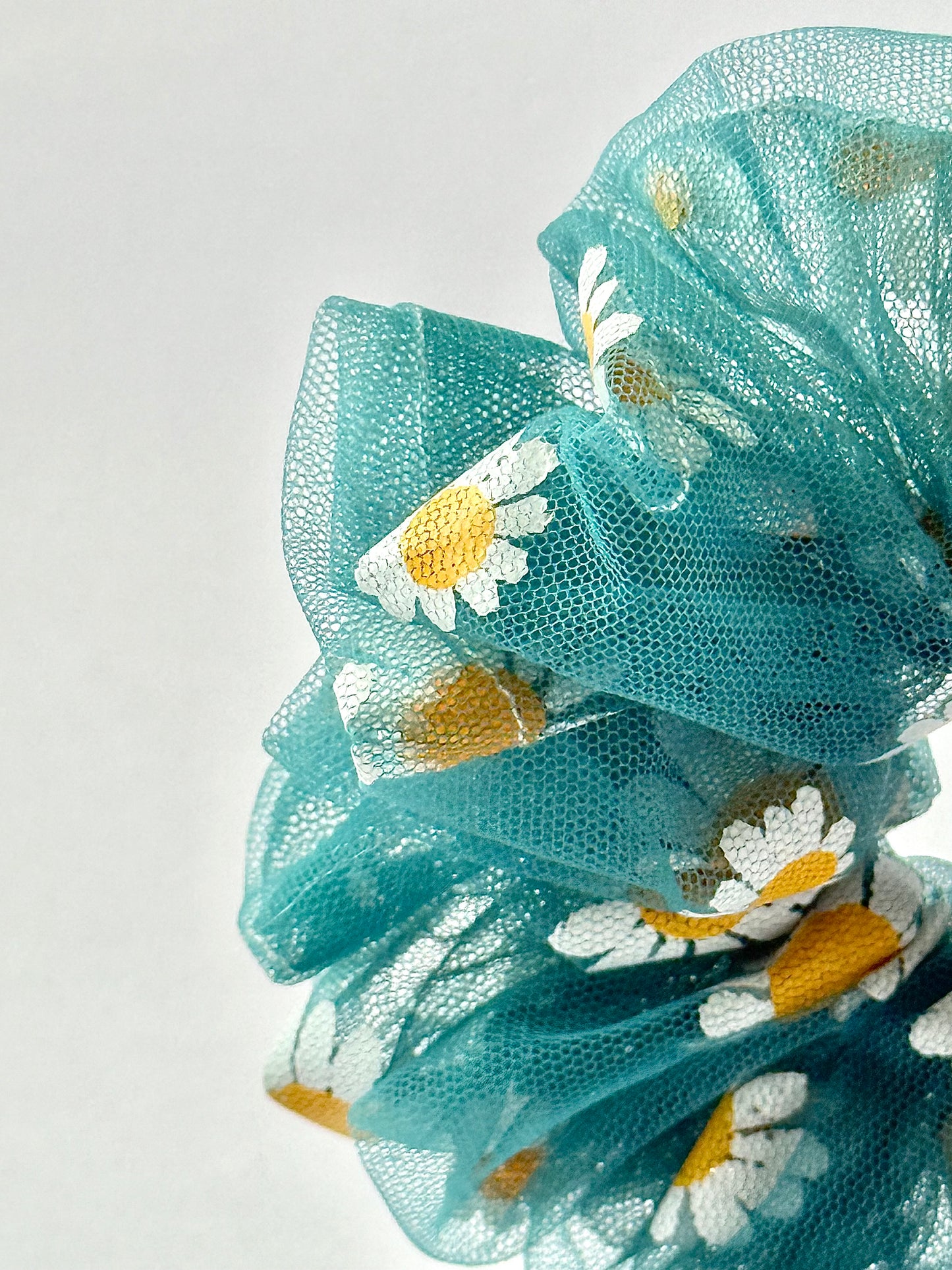 Floral Net Scrunchies – Sky Blue | Lightweight Hair Ties
